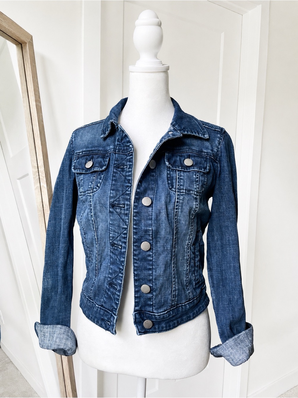 Elle Dark Blue Fitted Denim Jean Jacket